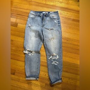 Eunina high Rise relaxed cropped Distressed Blue Jeans size 5 (b4